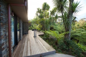 view of the garden next to the deck